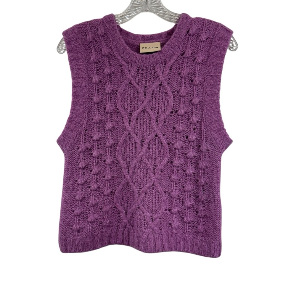 STELLA NOVA Ceci Alpaca Blend Knit Vest Sweater Top Mulberry Violet Size Small
